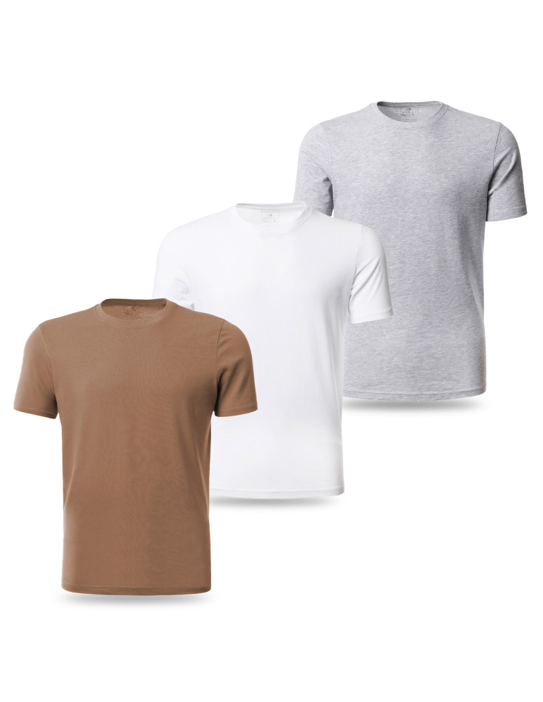 Koszulki, topy, koszule - Koszulka męska bawełniana T-shirt z okrągłym dekoltem 3-pak WZÓR 4 - produkt moraj.pl 1