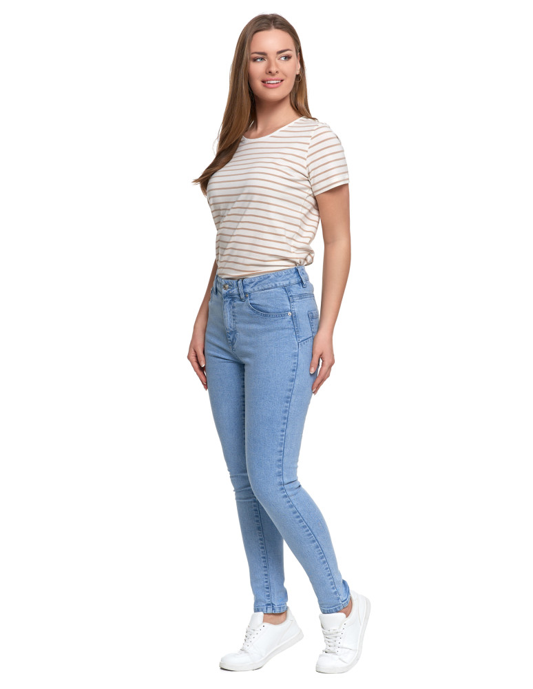Spodnie - Damskie spodnie skinny jeansowe rurki NIEBIESKI - produkt moraj.pl 2