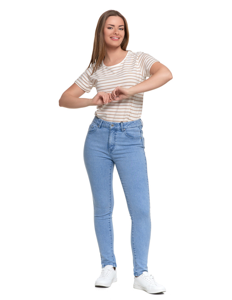 Spodnie - Damskie spodnie skinny jeansowe rurki NIEBIESKI - produkt moraj.pl 4