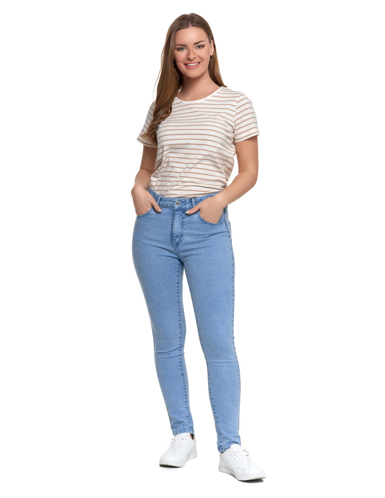 Spodnie - Damskie spodnie skinny jeansowe rurki NIEBIESKI - produkt moraj.pl 5