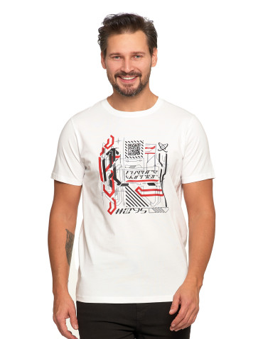 Koszulki, topy, koszule - Koszulka męska bawełniana T-shirt z nadrukiem BIAŁY - produkt 1
