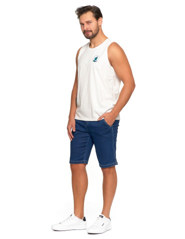 Koszulki, topy, koszule - Koszulka męska bez rękawów bawełniana tank top z nadrukiem BIAŁY - produkt 2