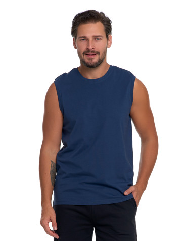 Koszulki, topy, koszule - Koszulka męska tank top bez rękawów NIEBIESKI - produkt 1