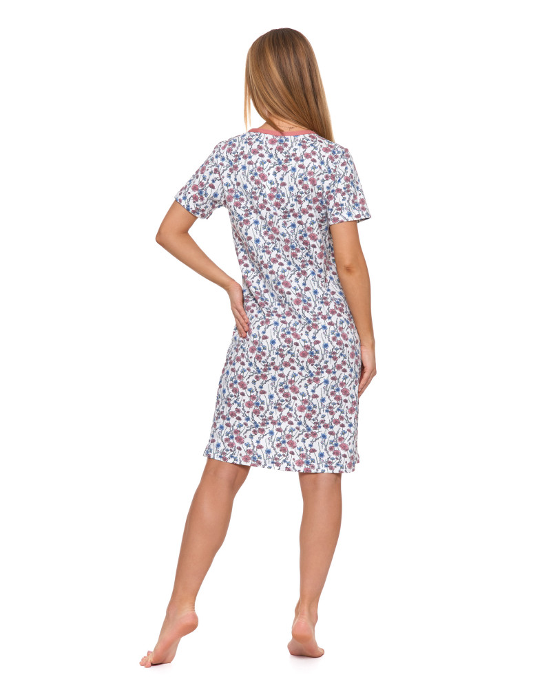 Koszule nocne - Damska koszula nocna Plus Size rozpinana z krótkim rękawem WZÓR 1 - produkt moraj.pl 3