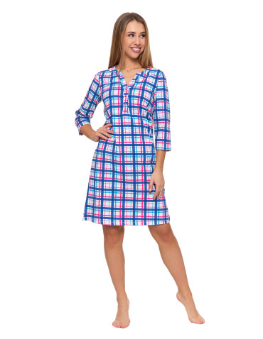 Koszule nocne - Koszula nocna damska rozpinana Plus Size z rękawem 3/4 RÓŻOWY - produkt 1