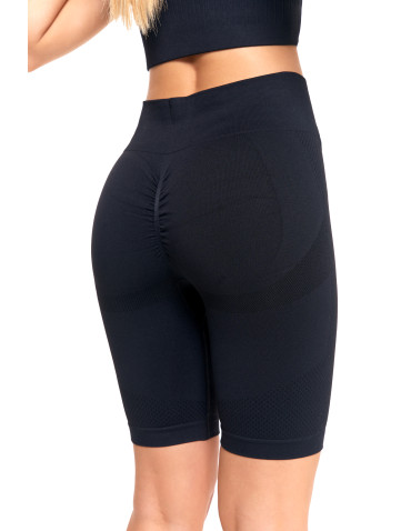 Legginsy - Legginsy bezszwowe damskie kolarki push-up CZARNY - produkt 8
