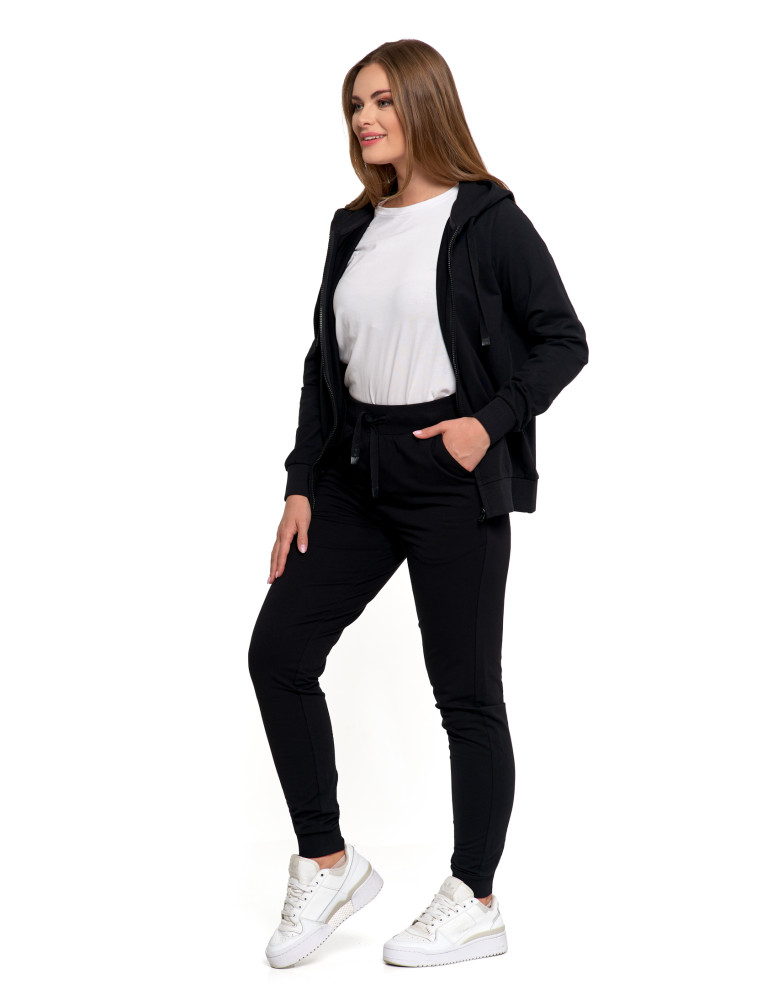 Bluzy - Bluza damska dresowa z kapturem i zamkiem CZARNY - produkt moraj.pl 3