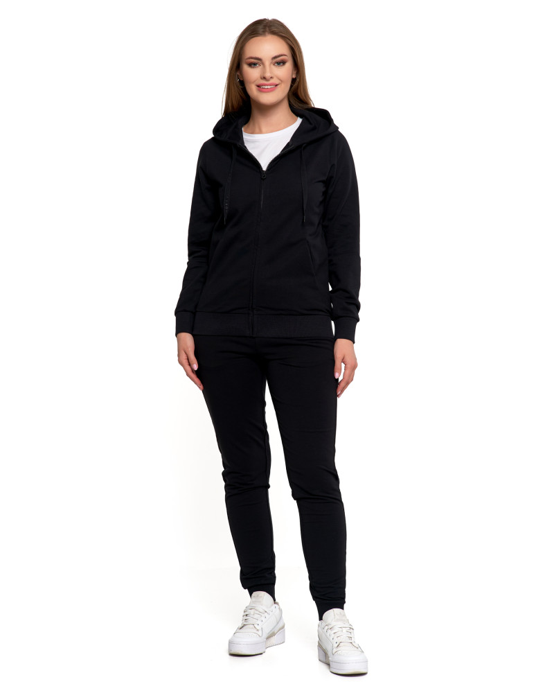Bluzy - Bluza damska dresowa z kapturem i zamkiem CZARNY - produkt moraj.pl 4