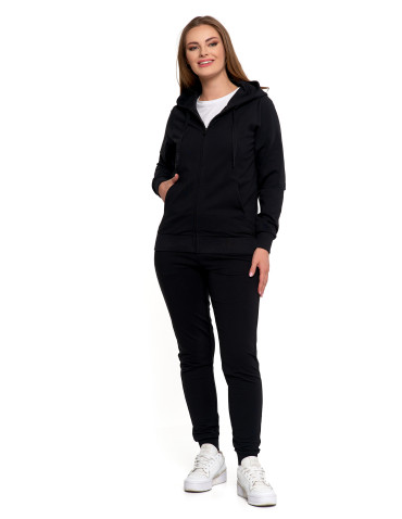 Bluzy - Bluza damska dresowa z kapturem i zamkiem CZARNY - produkt 7