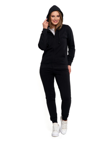 Bluzy - Bluza damska dresowa z kapturem i zamkiem CZARNY - produkt 8