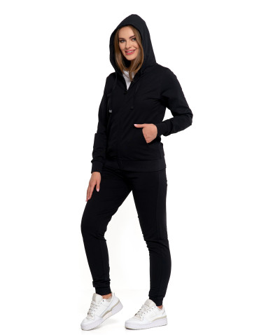 Bluzy - Bluza damska dresowa z kapturem i zamkiem CZARNY - produkt 9