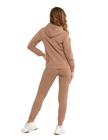 Bluzy - Bluza damska dresowa z kapturem i zamkiem BEŻOWY - produkt 5