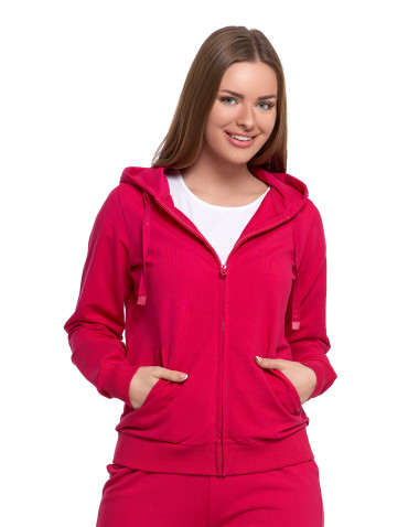 Bluzy - Bluza damska dresowa z kapturem i zamkiem RÓŻOWY - produkt 1