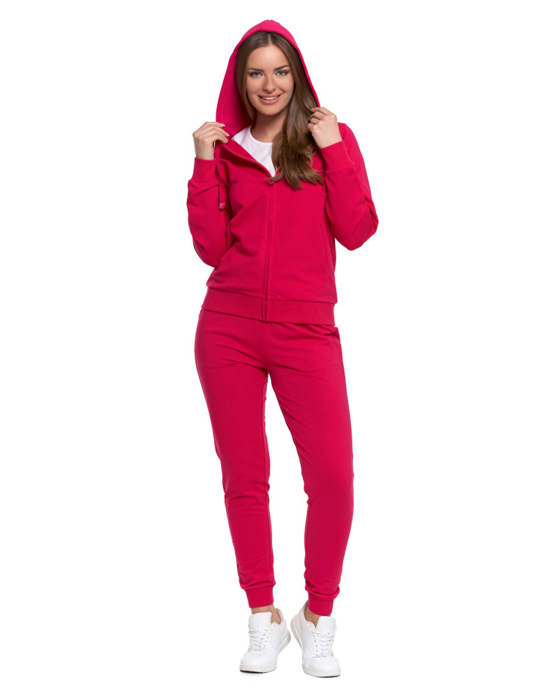 Bluzy - Bluza damska dresowa z kapturem i zamkiem RÓŻOWY - produkt moraj.pl 5