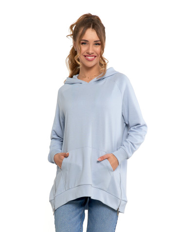 Bluzy - Bluza damska dresowa oversize z kapturem NIEBIESKI - produkt 1