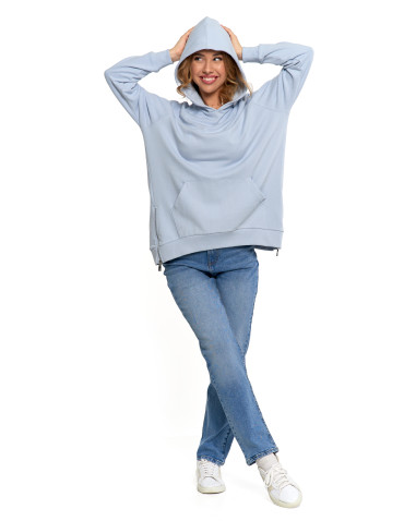 Bluzy - Bluza damska dresowa oversize z kapturem NIEBIESKI - produkt 2