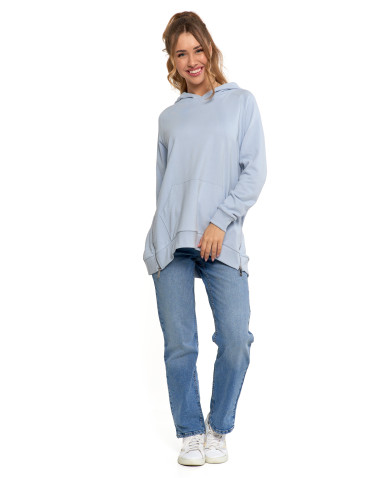 Bluzy - Bluza damska dresowa oversize z kapturem NIEBIESKI - produkt 3