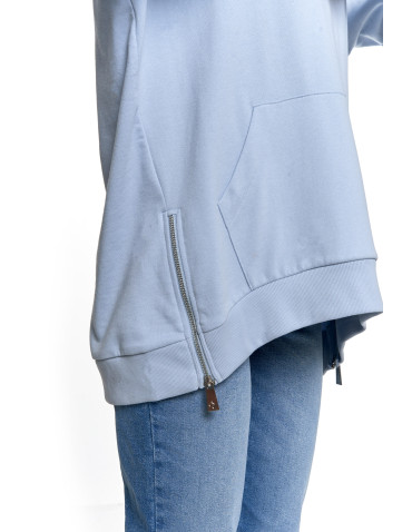 Bluzy - Bluza damska dresowa oversize z kapturem NIEBIESKI - produkt 4