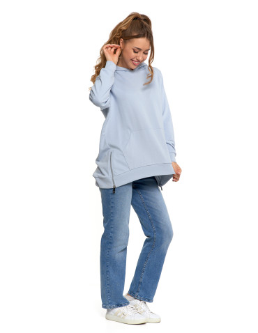Bluzy - Bluza damska dresowa oversize z kapturem NIEBIESKI - produkt 5