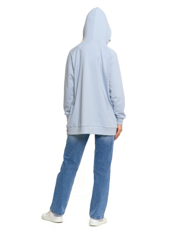 Bluzy - Bluza damska dresowa oversize z kapturem NIEBIESKI - produkt 12