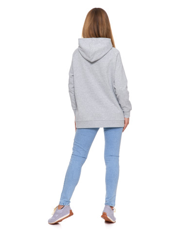 Bluzy - Bluza damska dresowa oversize z kapturem SZARY - produkt 3
