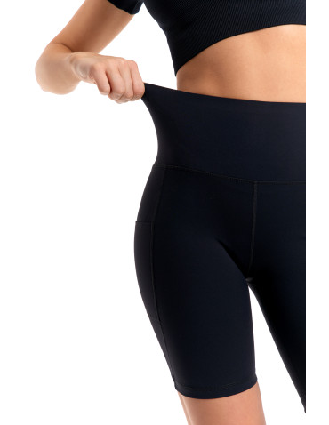 Legginsy - Legginsy kolarki damskie sportowe z kieszeniami CZARNY - produkt 4