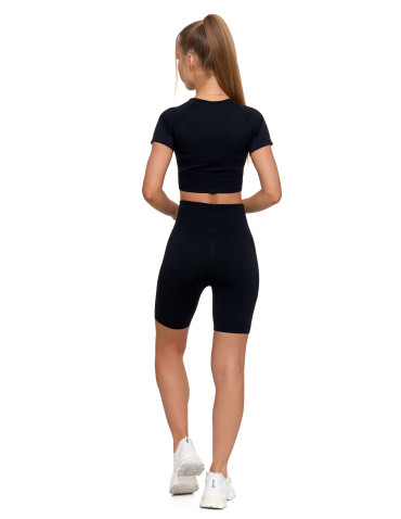 Legginsy - Legginsy kolarki damskie z wysokim stanem i efektem push-up CZARNY - produkt 5