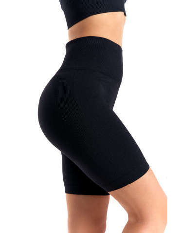Legginsy - Legginsy kolarki damskie z wysokim stanem i efektem push-up CZARNY - produkt 9