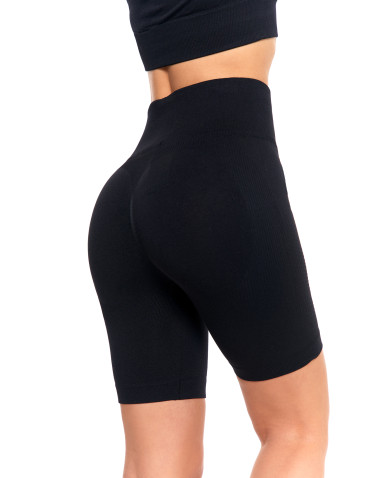 Legginsy - Legginsy kolarki damskie z wysokim stanem i efektem push-up CZARNY - produkt 10