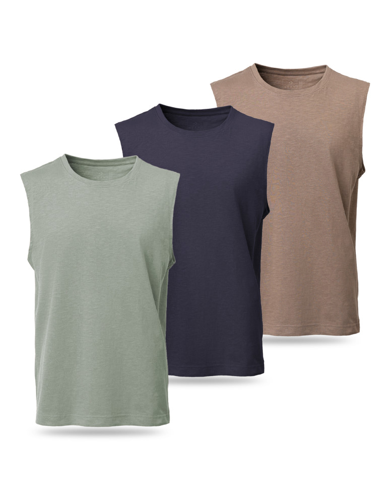 Koszulki, topy, koszule - Koszulka męska tank top bez rękawów bawełniana 3-pak WIELOKOLOROWY - produkt moraj.pl 1