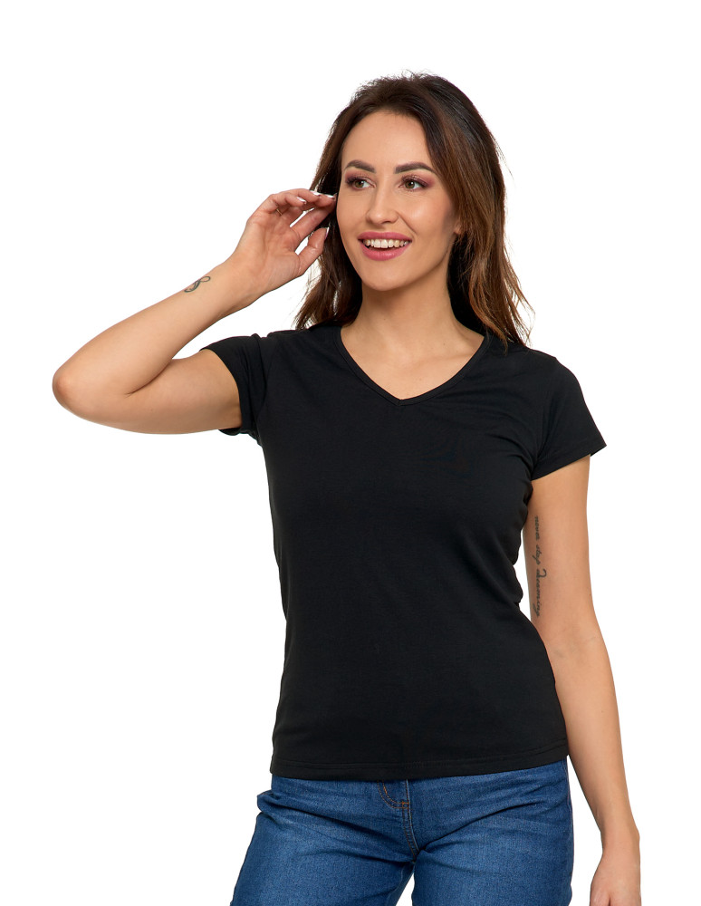 Koszulki i topy - Koszulka damska T-shirt z dekoltem w serek 3-pak WIELOKOLOROWY - produkt moraj.pl 5