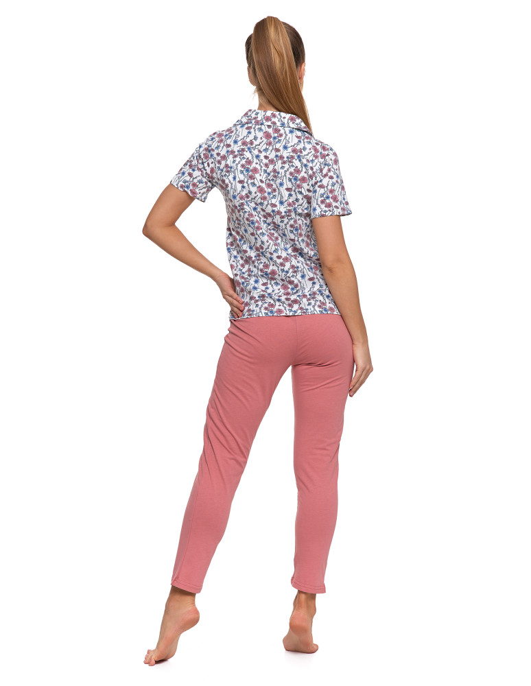Krótki rękaw - Piżama damska bawełniana rozpinana krótki rękaw Plus Size WZÓR 1 - produkt moraj.pl 3