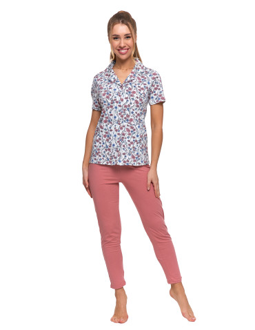 Krótki rękaw - Piżama damska bawełniana rozpinana krótki rękaw Plus Size WZÓR 1 - produkt 6