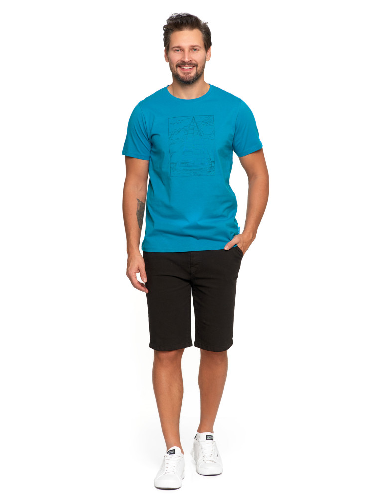 Koszulki, topy, koszule - T-shirt męski z nadrukiem żaglówki NIEBIESKI - produkt moraj.pl 5