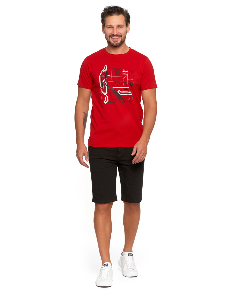 Koszulki, topy, koszule - Koszulka męska T-shirt z nowoczesnym nadrukiem BORDOWY - produkt moraj.pl 5