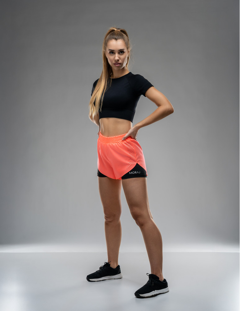 Szorty - Szorty sportowe damskie krótkie dwuwarstwowe na trening WZÓR - produkt moraj.pl 1