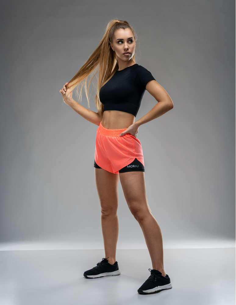 Szorty - Szorty sportowe damskie krótkie dwuwarstwowe na trening WZÓR - produkt moraj.pl 3