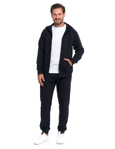 Bluzy - Męska bluza dresowa z kapturem rozpinana CZARNY - produkt 3