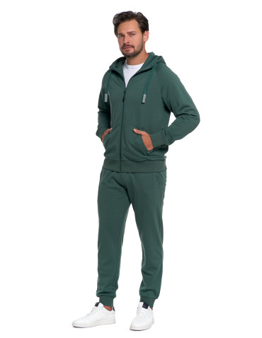 Bluzy - Męska bluza dresowa z kapturem rozpinana ZIELONY - produkt 3