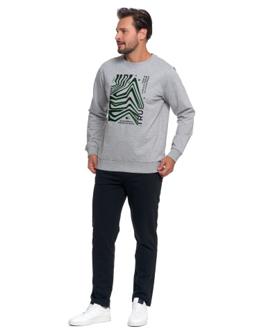 Bluzy - Bluza męska z nadrukiem bez kaptura JASNY SZARY - produkt 2
