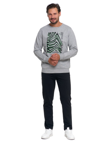 Bluzy - Bluza męska z nadrukiem bez kaptura JASNY SZARY - produkt 4