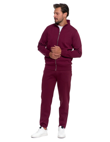 Bluzy - Męska bluza dresowa ze stójką i zamkiem BORDOWY - produkt 6