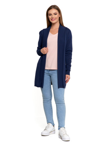Swetry - Kardigan damski sweter z długimi rekawami GRANATOWY - produkt 5