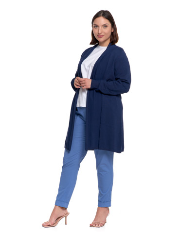 Swetry - Kardigan damski sweter z długimi rekawami GRANATOWY - produkt 12