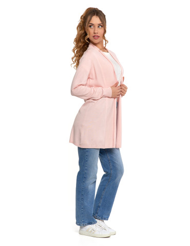Swetry - Kardigan damski sweter z długimi rekawami RÓŻOWY - produkt 2