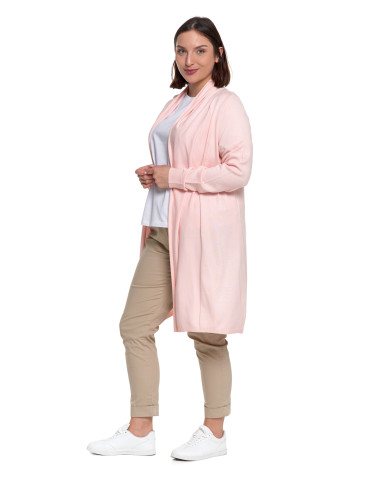 Swetry - Kardigan damski sweter z długimi rekawami RÓŻOWY - produkt 7