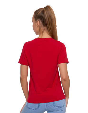 Koszulki i topy - Koszulka damska bawełna Premium T-shirt dekolt okrągły MALINOWY - produkt 2