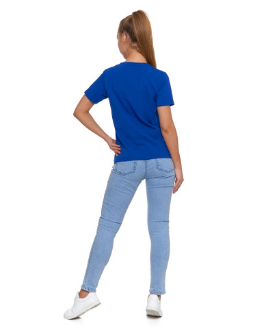 Koszulki i topy - Koszulka damska bawełna Premium T-shirt dekolt okrągły NIEBIESKI - produkt 3