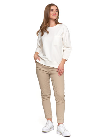 Bluzy - Bluza damska z kieszonką o luźnym kroju BIAŁY - produkt 6