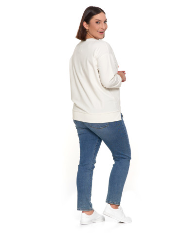 Bluzy - Bluza damska z kieszonką o luźnym kroju BIAŁY - produkt 9
